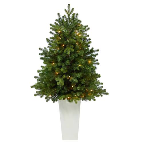 3.5'Washington Fir Artificial Christmas Tree with 50 Clear Lights in Tower Planter