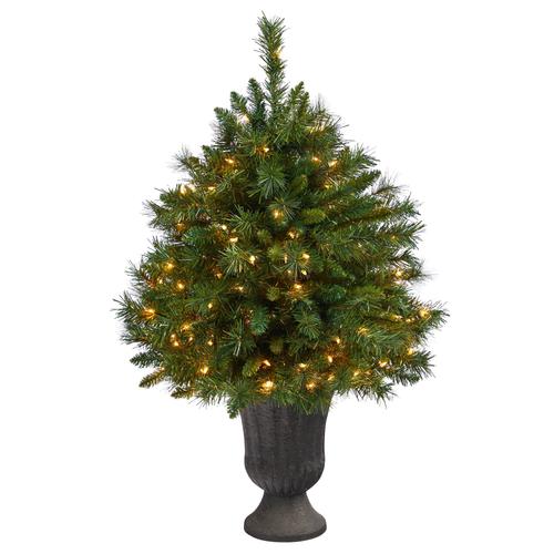 3.5'Wyoming Mixed Pine Artificial Christmas Tree with 150 Clear Lights and 270 Bendable Branches in Charcoal Urn