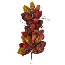 Load image into Gallery viewer, 36&quot; Autumn Magnolia Leaf with Berries Artificial Tear Drop

