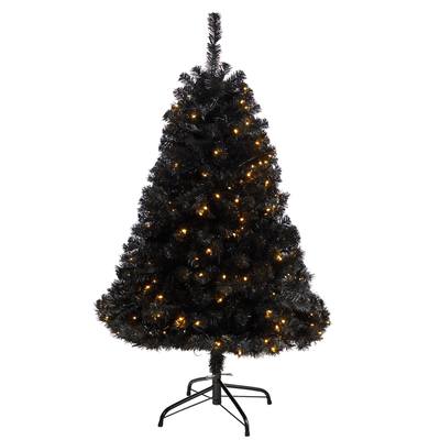 4'Black Artificial Christmas Tree with 170 Clear LED Lights