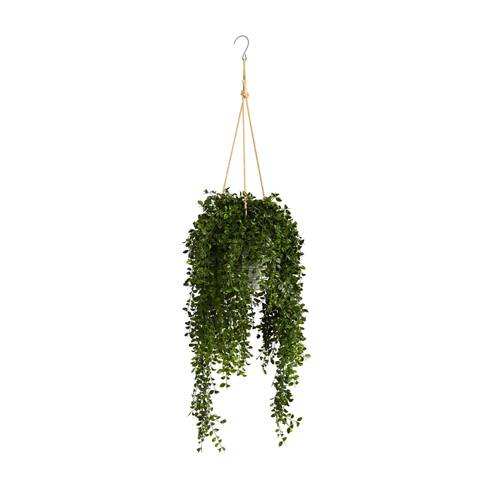 4'Gleditsia Artificial Plant in Hanging Metal Bucket UV Resistant (Indoor/Outdoor)