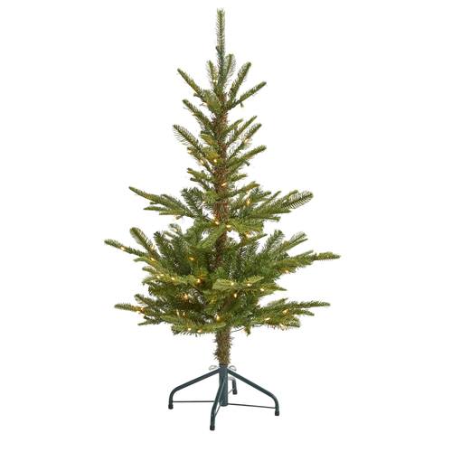 4'Layered Washington Spruce Artificial Christmas Tree with 100 Clear LED Lights and 189 Bendable Branches