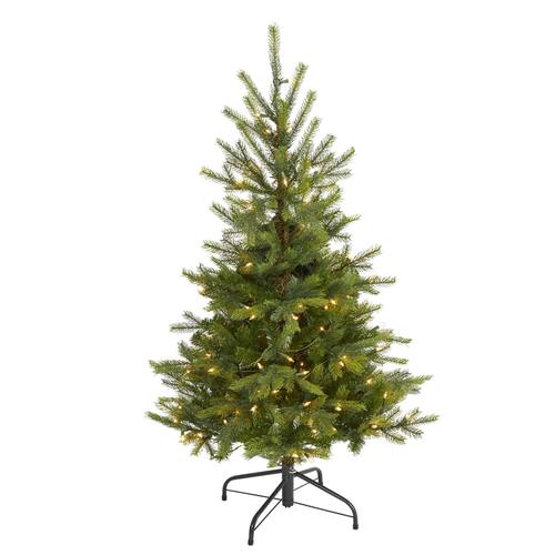 4'North Carolina Spruce Artificial Christmas Tree with 100 Clear Lights and 207 Bendable Branches