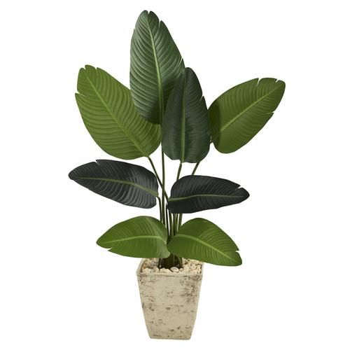 4'Travelers Palm Artificial Tree in Country White Planter