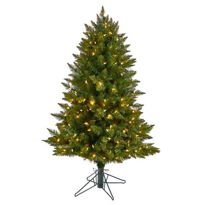 4'Vermont Spruce Artificial Christmas Tree with 200 Color Changing (Multifunction and Remote Control) LED Lights and 400 Bendable Branches