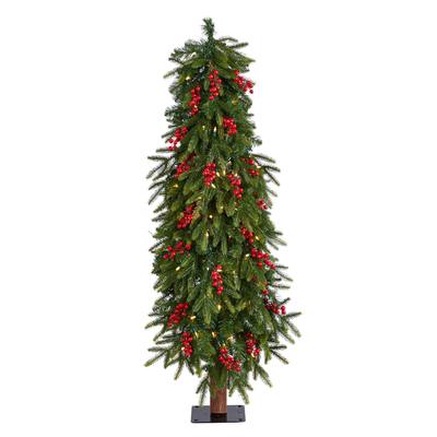 4'Victoria Fir Artificial Christmas Tree with 100 Multi-Color (Multifunction) LED Lights, Berries and 171 Bendable Branches