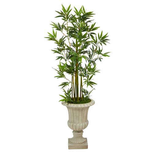 4.5'Bamboo Palm Artificial Tree in Sand Finished Urn
