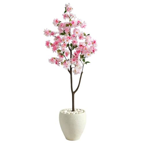4.5'Cherry Blossom Artificial Tree in White Planter