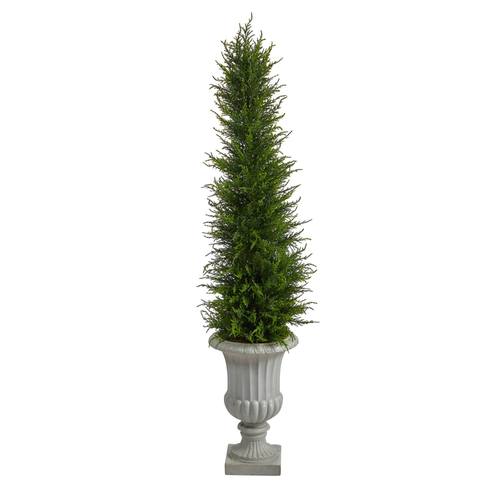 4.5'Cypress Artificial Tree in Decorative Urn UV Resistant (Indoor/Outdoor)