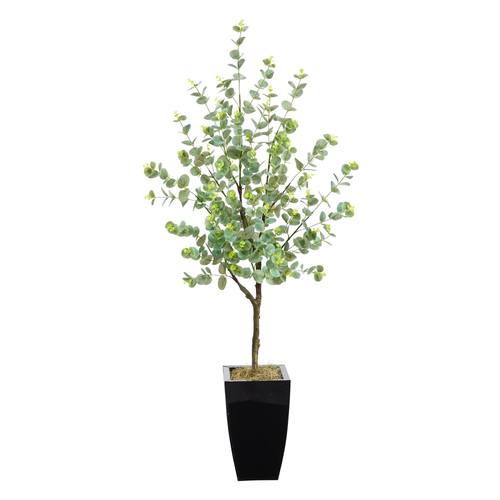 4.5'Eucalyptus Artificial Tree in Black Metal Planter