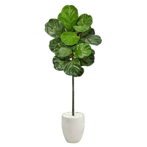 4.5'Fiddle Leaf Artificial Tree in White Planter