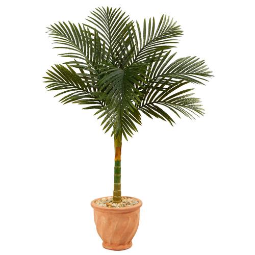 4.5'Golden Cane Artificial Palm Tree in Terra-Cotta Planter