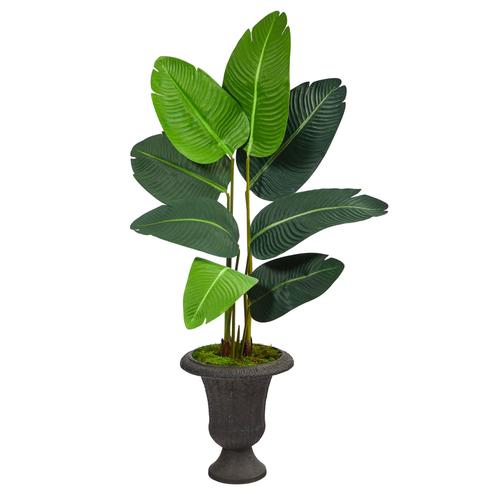 4.5'Travelers Palm Artificial Tree in Charcoal Urn