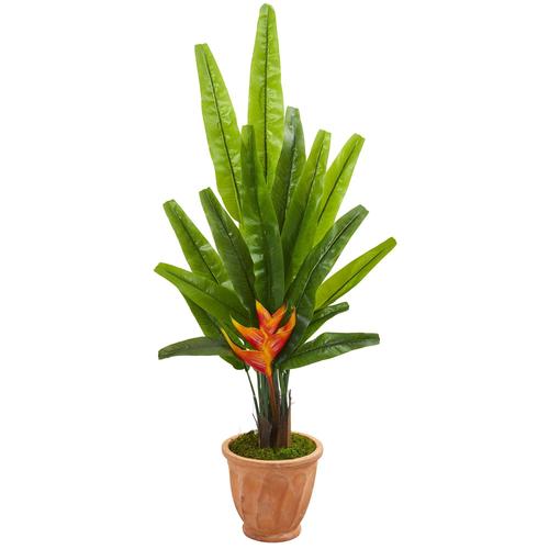 4.5'Traveler's Palm Artificial Tree in Terra-Cotta Planter