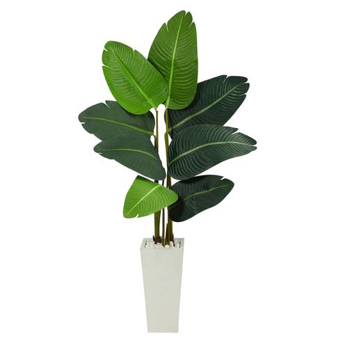 4.5'Travelers Palm Artificial Tree in White Planter