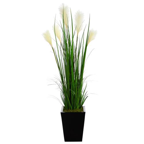 4.5'Wheat Plum Grass Artificial Plant in Black Metal Planter