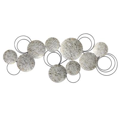 4.5'x 2'Galvanized Embossed Metal Discs Wall Art Decor