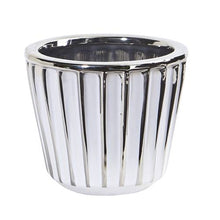 Load image into Gallery viewer, 4.75&quot; Ceramic White Vase with Silver Burnishing
