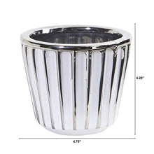 Load image into Gallery viewer, 4.75&quot; Ceramic White Vase with Silver Burnishing
