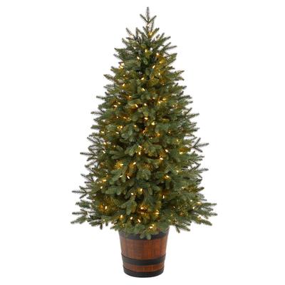 5' Colorado Aspen Pre-Lit Artificial Porch Christmas Tree with 200 LED lights and 497 Bendable Branches in Decorative Planter