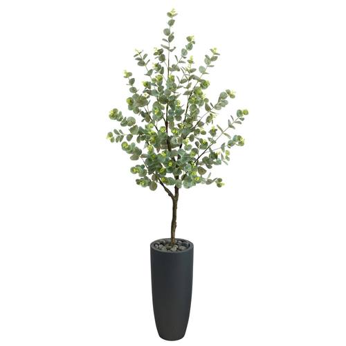 5'Eucalyptus Artificial Tree in Gray Planter