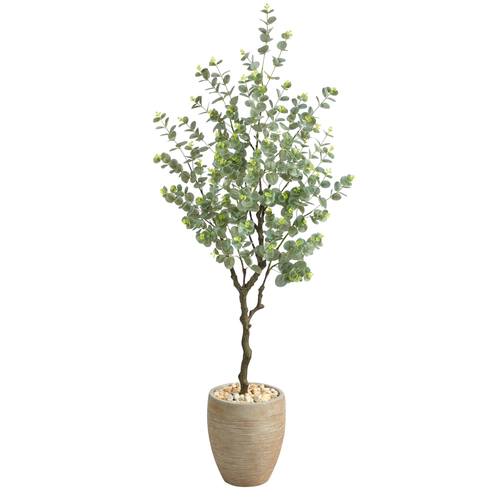 5'Eucalyptus Artificial Tree in Sandstone Planter