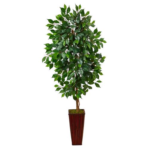 5'Ficus Artificial Tree in Bamboo Planter