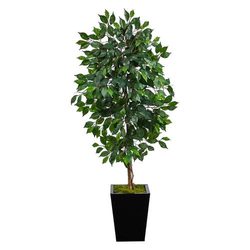 5'Ficus Artificial Tree in Black Metal Planter