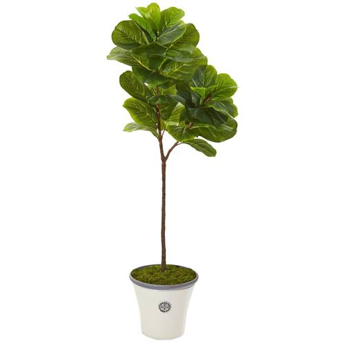 5'Fiddle Leaf Artificial Tree in Decorative Planter (Real Touch)