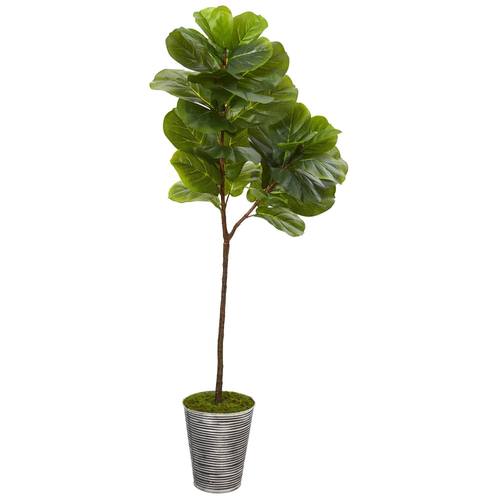 5'Fiddle Leaf Artificial Tree in Decorative Tin Planter