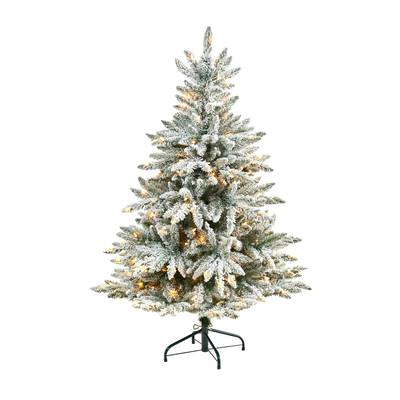 5'Flocked West Virginia Spruce Artificial Christmas Tree with 200 Clear Lights and 604 Bendable Branches