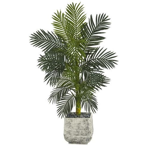 5'Golden Cane Artificial Palm Tree in White Planter