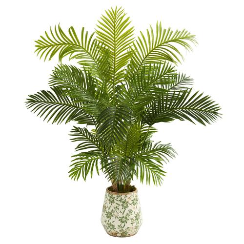 5'Hawaii Palm Artificial Tree in Floral Print Planter