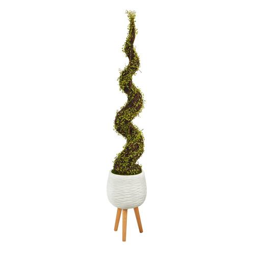 5'Mohlenbechia Spiral Artificial Tree in White Planter with Stand