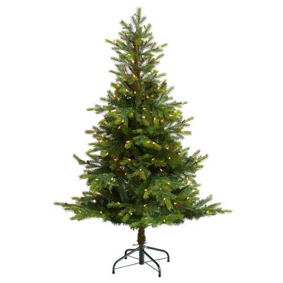 5'North Carolina Spruce Artificial Christmas Tree with 200 Clear Lights and 375 Bendable Branches
