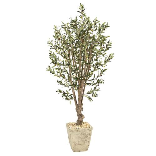 5'Olive Artificial Tree in Country White Planter