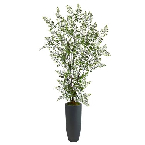 5'Ruffle Fern Artificial Tree in Gray Planter