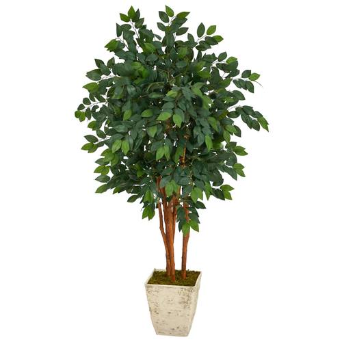 5'Sakaki Artificial Tree in Country White Planter