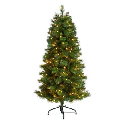 5'Slim West Virginia Mountain Pine Artificial Christmas Tree with 200 Clear Lights and 467 Bendable Branches