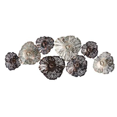 5'x 2'Floating Metal Floral Design Metal Wall Art Decor