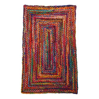 5'x 3'Handmade Braided Cape Cod Coastal Jute Rug