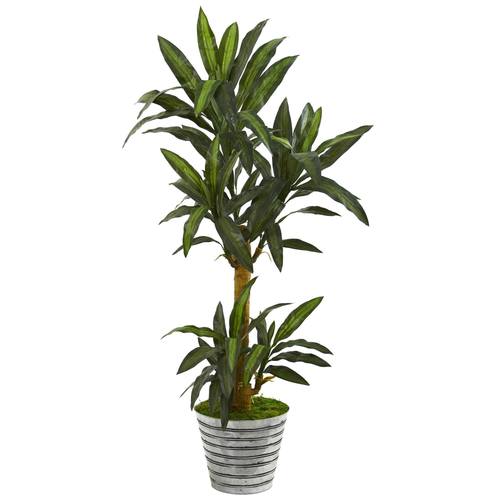 5'Yucca Artificial Plant in Decorative Tin Bucket