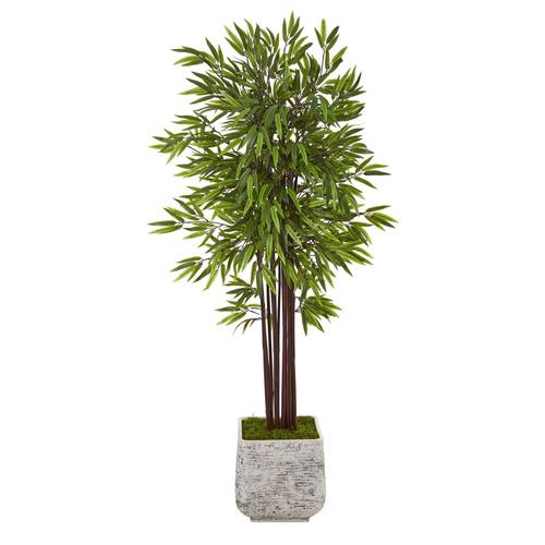5.5'Bamboo Artificial Tree in White Planter