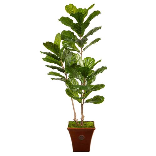 5.5'Fiddle Leaf Artificial Tree in Brown Planter UV Resistant (Indoor/Outdoor)