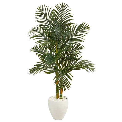 5.5'Golden Cane Artificial Palm Tree in White Planter