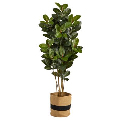 5.5'Oak Artificial Tree in Handmade Natural Cotton Planter UV Resistant (Indoor/Outdoor)