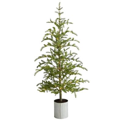5.5'Pre-Lit Pine Artificial Christmas Tree in Decorative Planter with 150 Lights