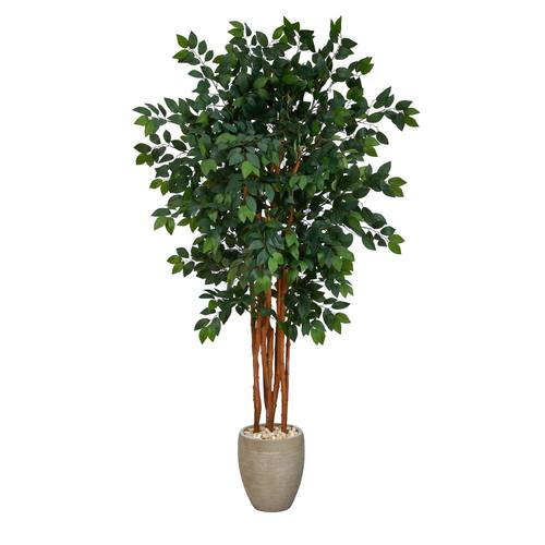 5.5'Sakaki Artificial Tree with 1470 Bendable Branches in Sand Colored Planter