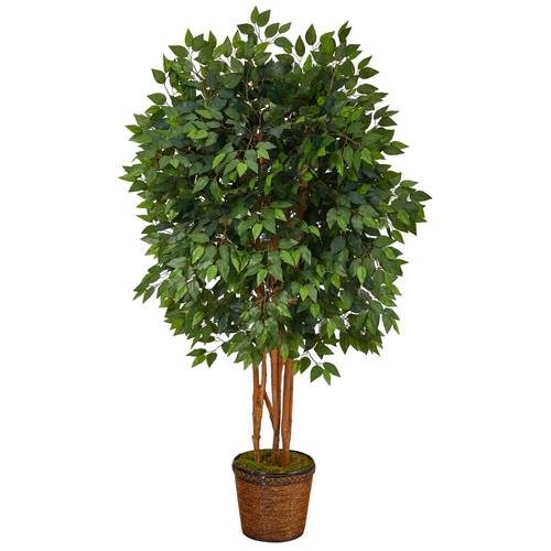 5.5'Super Deluxe Ficus Artificial Tree in Wicker Planter