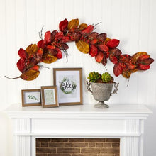 Load image into Gallery viewer, 6&#39;Autumn Magnolia Leaf with Berries Artificial Garland
